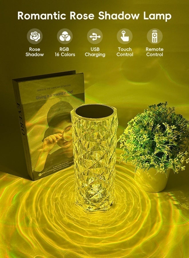 مصابيح طاولة قابلة لإعادة الشحن من Lsgddm Crystal، لاسلكية، تعمل بالتحكم عن بعد واللمس، مصباح Rose Wave، إضاءة ليلية متغيرة الألوان RGB، قابلة للتعتيم، قابلة لإعادة الشحن عبر USB، إضاءة زخرفية محيطة للعشاء/البارات/غرفة الألعاب/غرفة المعيشة/غرفة النوم - Image 2
