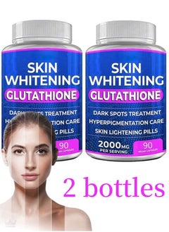 Whitening Pills - 2 Bottles*90 Capsules 2000mg Glutathione - Effective Skin Lightening Supplement - Dark Spots, Melasma & Acne Scar Remover, Hypermentation Treatment - Anti-Aging Antioxidant