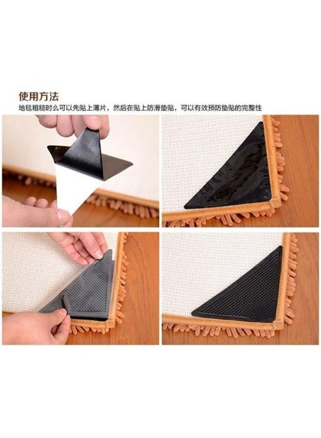 8 Pcs Rug Tape Hardwood Floor No Damage, Reusable Washable Grippers for Rugs, Carpet Tape for Area Rugs, Non Slip Rug Pads Grippers (Black) - Image 5