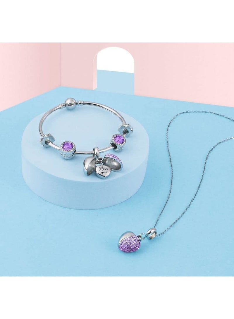 SOLARAE Women's Bead Charm, Sterling Silver Heart Charm, 925 Sterling Silver Dangle Pendants Beads Charms Jewelry Gift for Women Girls - Image 3