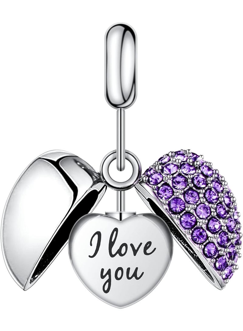 SOLARAE Women's Bead Charm, Sterling Silver Heart Charm, 925 Sterling Silver Dangle Pendants Beads Charms Jewelry Gift for Women Girls - Image 1