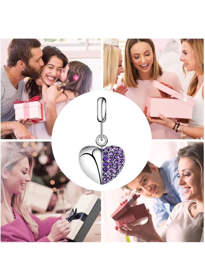 SOLARAE Women's Bead Charm, Sterling Silver Heart Charm, 925 Sterling Silver Dangle Pendants Beads Charms Jewelry Gift for Women Girls - Image 5