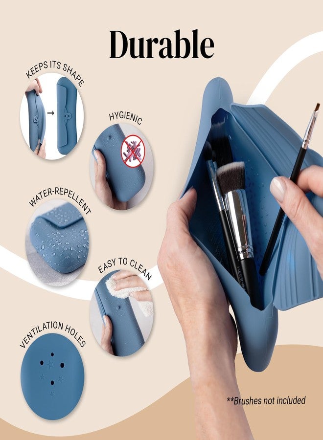 KESHIMA Travel Makeup Brush Bag - Stylish Silicone Brush Holder, Soft Travel Makeup Holder - Image 2
