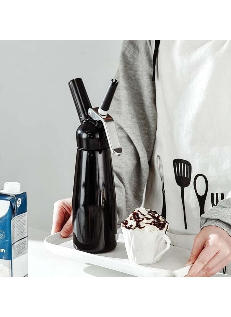 SYOSI - Whipped Cream Dispenser Stainless Steel Professional Whipped Cream Maker Gourmet Cream Whipper Includes 3 Culinary Decorating Nozzles Large 500ml - Image 1