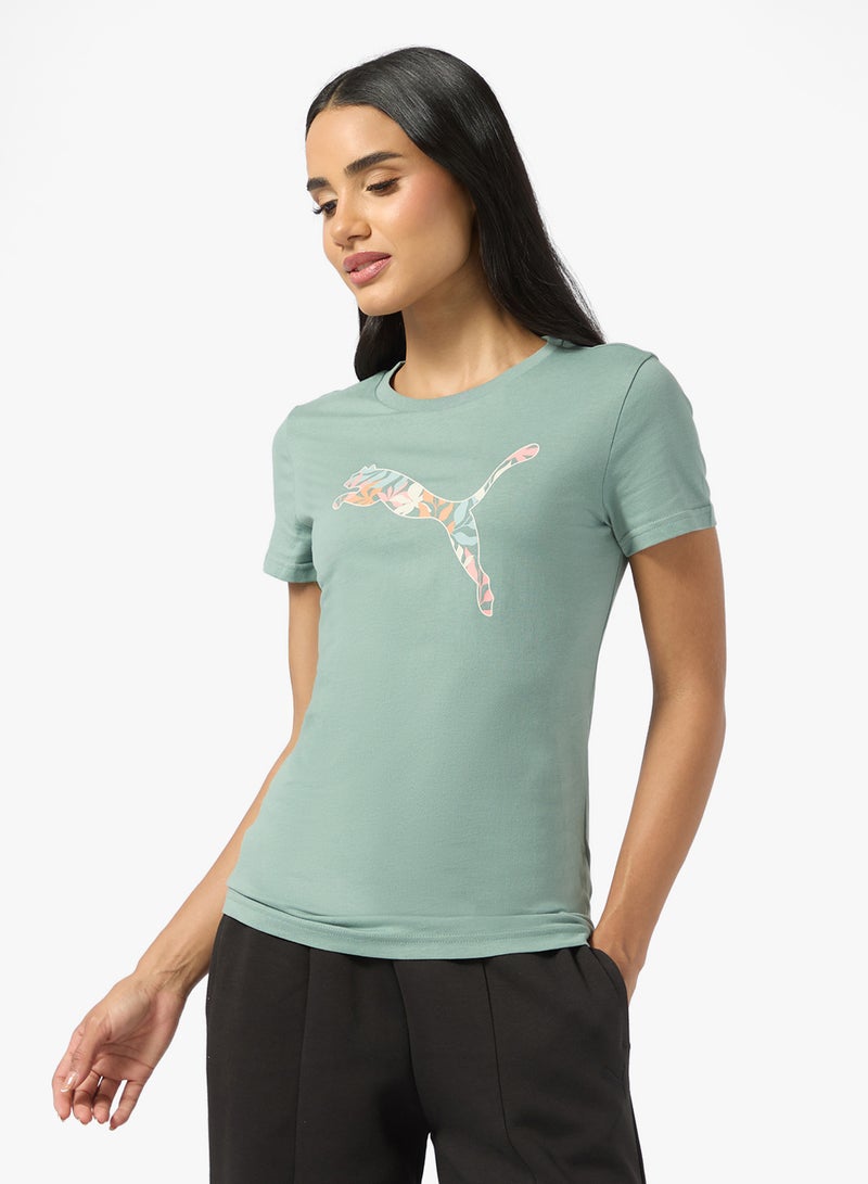 PUMA Graphics Floral Cat Logo T-Shirt - Image 1