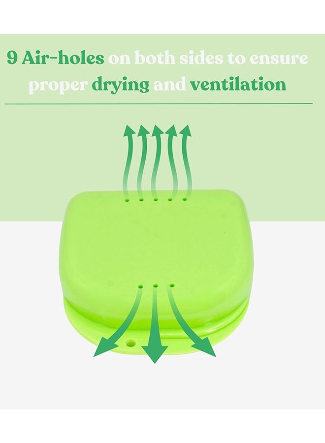 2 pcs Orthodontic Retainer Case Retainer Case Denture Case with Ventilation Holes for Mouth Guard and Floss (Green) - Image 2