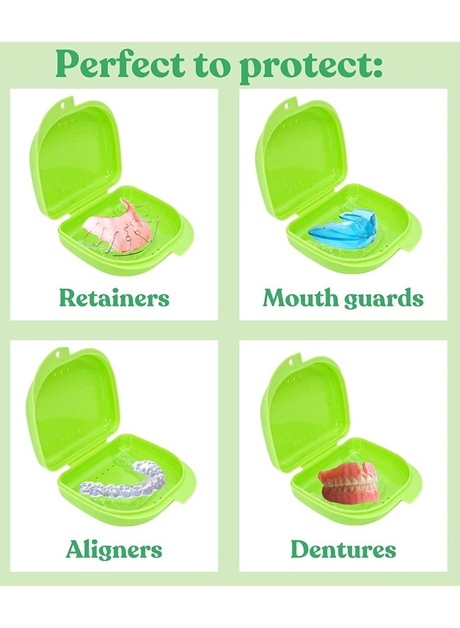 2 pcs Orthodontic Retainer Case Retainer Case Denture Case with Ventilation Holes for Mouth Guard and Floss (Green) - Image 4