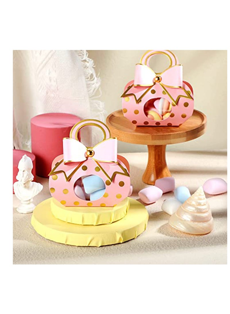 SYOSI Wedding Favor Box, Party Favor Pink Candy Box, Wedding Cake Box for Guest Bridal Shower Favor Box Wedding Box Chocolate Treat Present Bag with Bow for Wedding Party (2.6x1.8x4.9 Inch 50Pcs) - Image 4