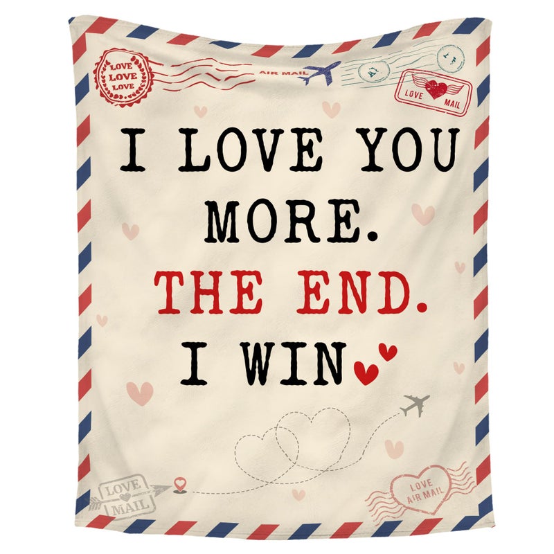 WRAPIX Anniversary Couple Gifts for Men Women - I Love You More Soft Fleece Throw Blanket 50x60 in - Anniversary Wedding Gifts for Him Her, Birthday Romantic Gift for Girlfriend Boyfriend Wife Husband - Image 1