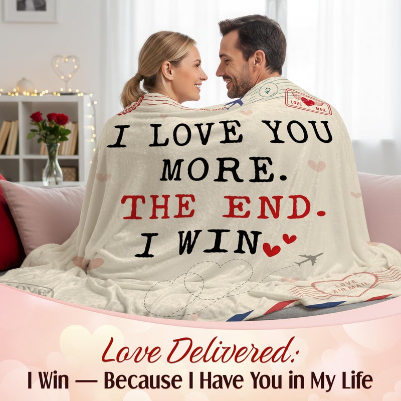 WRAPIX Anniversary Couple Gifts for Men Women - I Love You More Soft Fleece Throw Blanket 50x60 in - Anniversary Wedding Gifts for Him Her, Birthday Romantic Gift for Girlfriend Boyfriend Wife Husband - Image 2