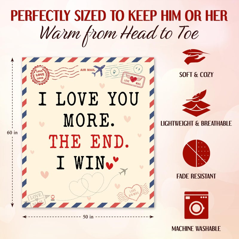 WRAPIX Anniversary Couple Gifts for Men Women - I Love You More Soft Fleece Throw Blanket 50x60 in - Anniversary Wedding Gifts for Him Her, Birthday Romantic Gift for Girlfriend Boyfriend Wife Husband - Image 3