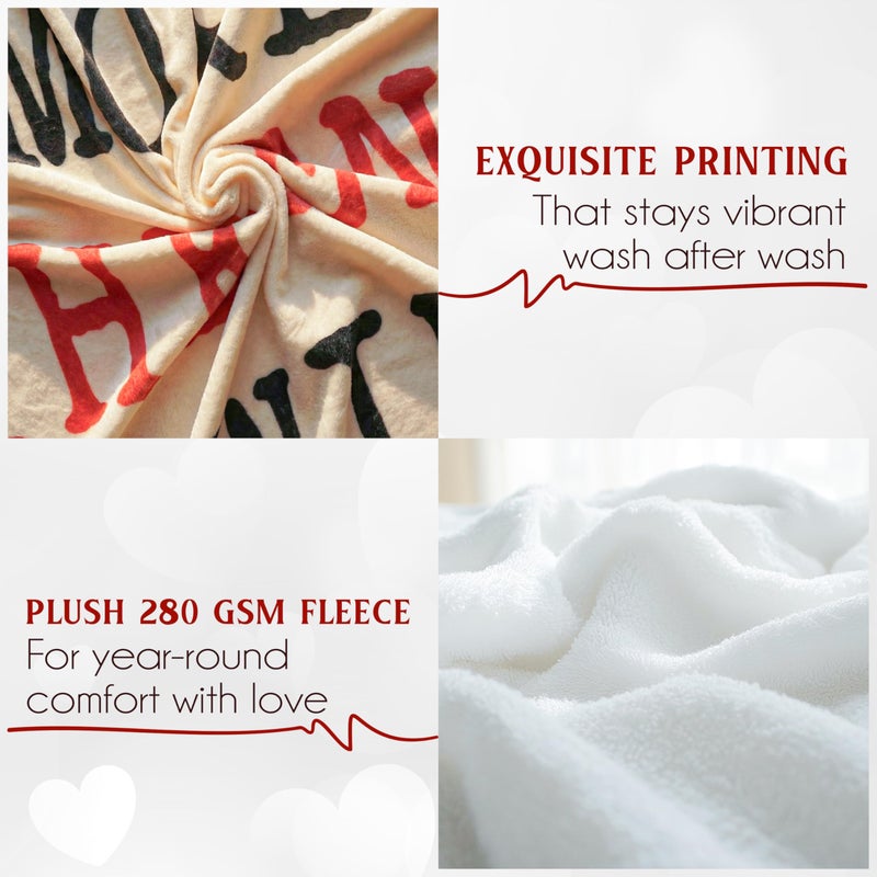 WRAPIX Anniversary Couple Gifts for Men Women - I Love You More Soft Fleece Throw Blanket 50x60 in - Anniversary Wedding Gifts for Him Her, Birthday Romantic Gift for Girlfriend Boyfriend Wife Husband - Image 4