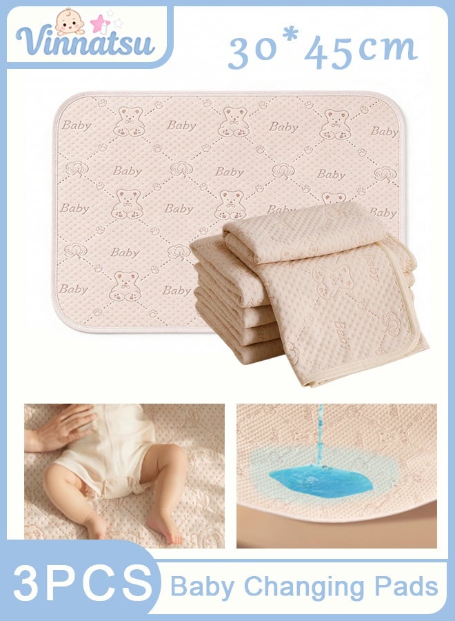 Vinnatsu 30*45CM Baby Changing Pads, Waterproof Bed Pad ,3-Count Pack Diaper Changing Pads, Incontinence Underpads, Ventilation Waterproof Leak Proof Rapid Drying Thicken And High Absorption Seamless Changing Pad For Kids Adults Elderly - Image 1