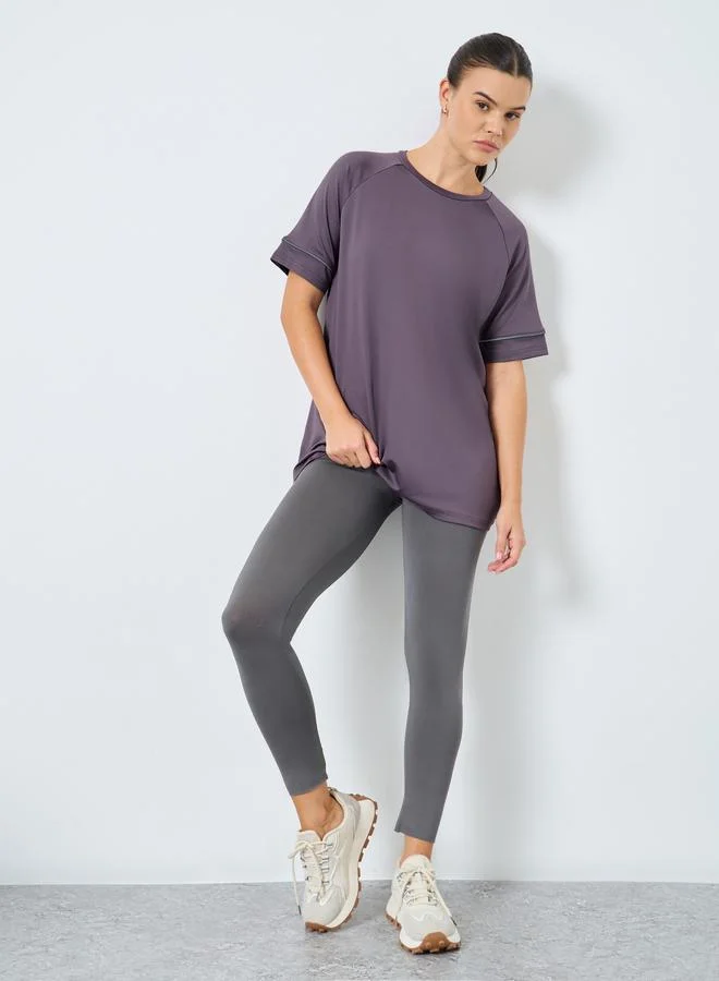 Styli Styli Reflective Stripe Short Sleeves Top