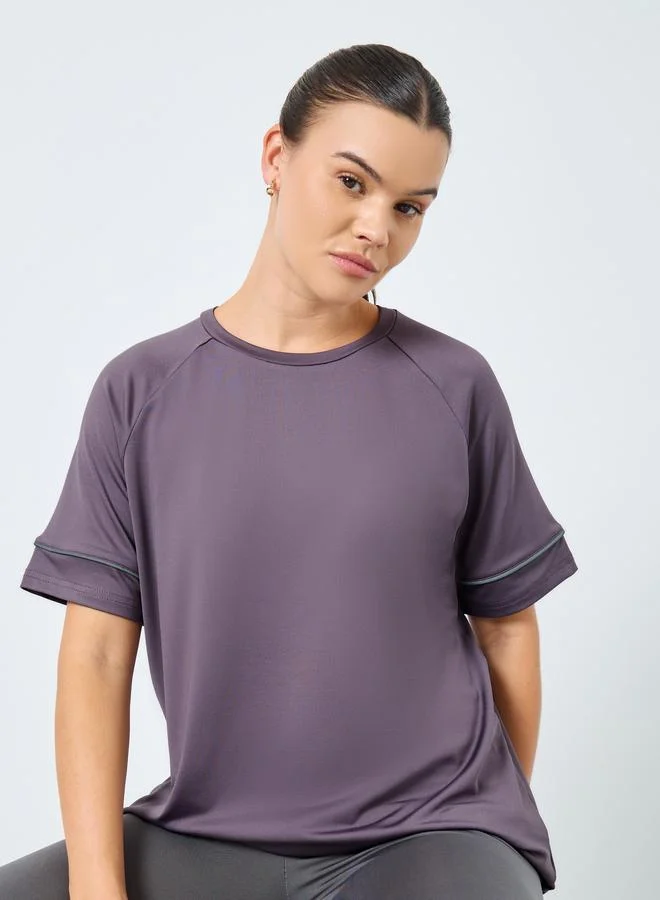 Styli Styli Reflective Stripe Short Sleeves Top