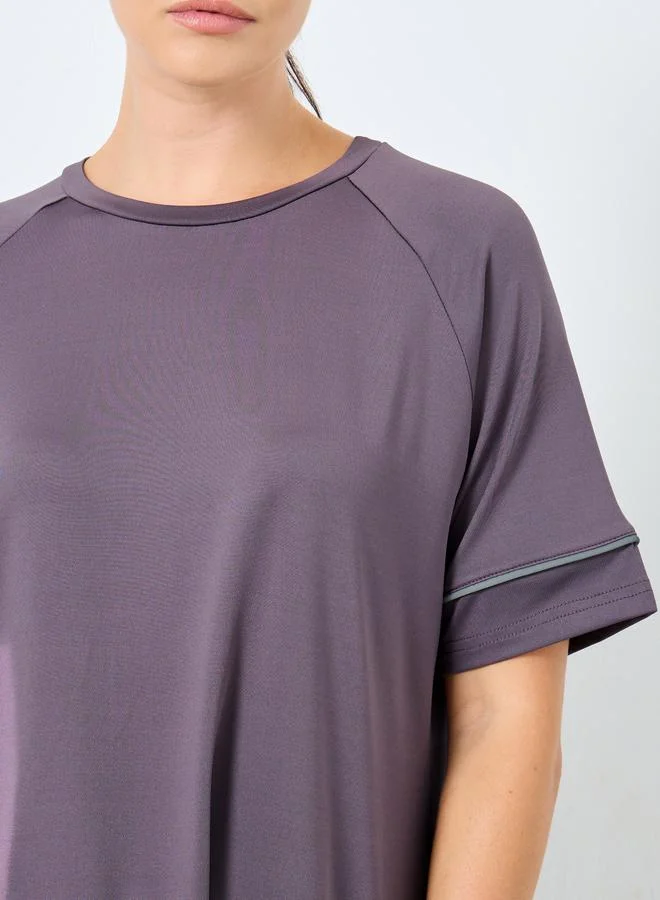 Styli Active Reflective Stripe Short Sleeves Top