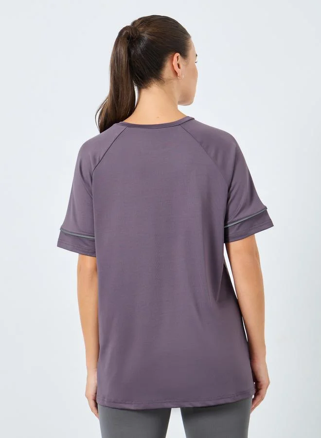 Styli Active Reflective Stripe Short Sleeves Top