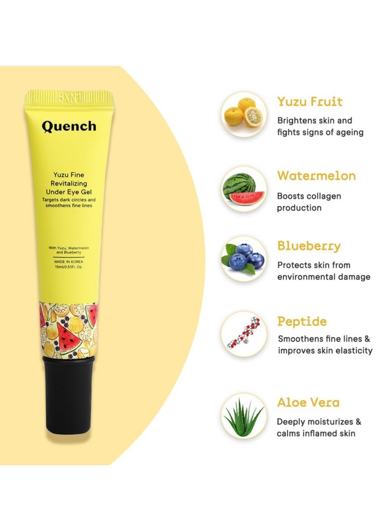 Quench BOTANICS Vitamin C Revitalizing Under Eye Gel with Yuzu Lemon Extracts | Instantly Brightens Under Eye | Reduces Dark Circles, Puffiness & Fine Lines | Made in Korea (15ml) - Image 2