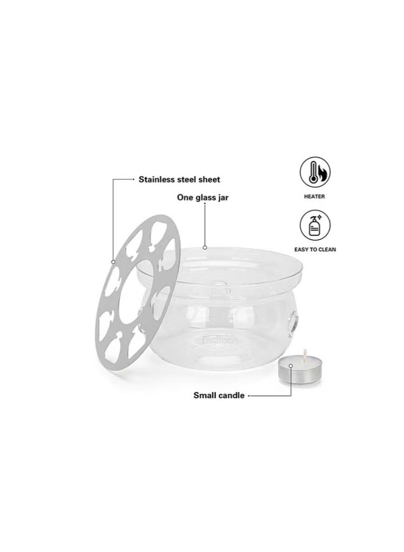 فيسمان وعاء تسخين الشاي مع شمعة من الزجاج المقاوم للحرارة شفاف - Image 2