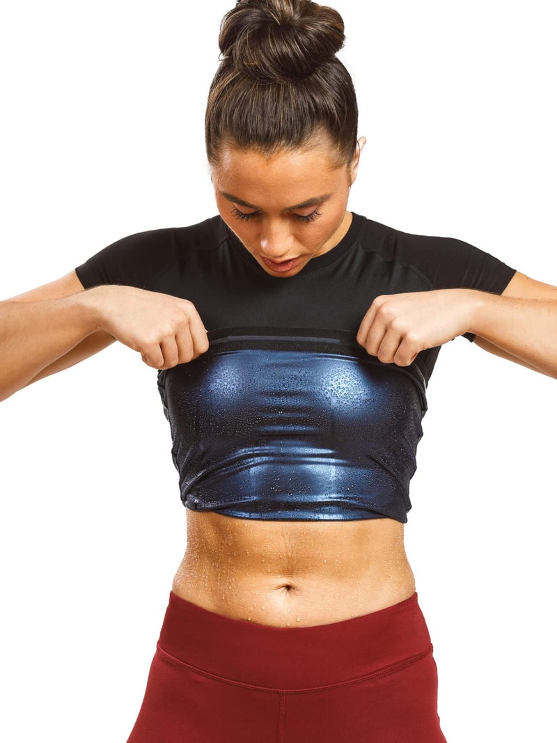 Sweat Shaper Womens Heat Trapping Sauna Shirt - Shaper Sweat Vest Compression Shapewear for Women - Sauna Suit Top to Sweat More & Look Great - Gym Workout Excercise Heat Shaper Shirt (Black, Medium) - Image 1