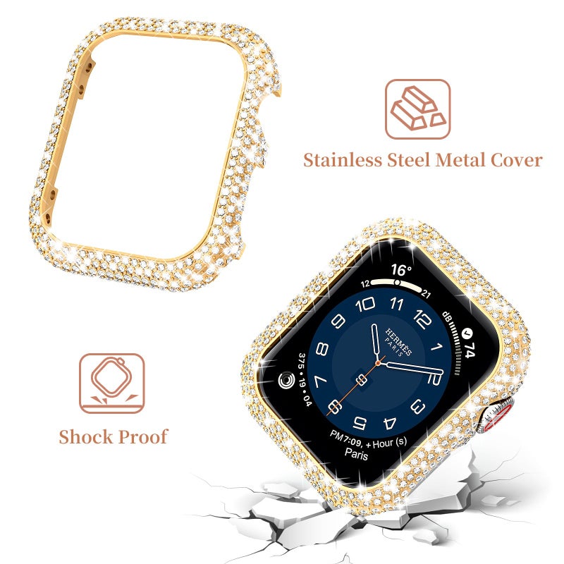 Mosonio Metal Case Cover Compatible with Apple Watch 40mm, Full Bling Metal Watch case 40mm for Women(WT:0.34oz), Shiny and Durable Protective Case Cover for iwatch Series 6 5 4 Se 40 mm (Gold,40mm) - Image 2