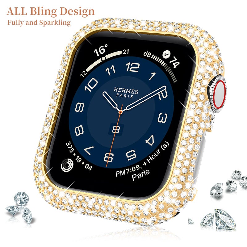 Mosonio Metal Case Cover Compatible with Apple Watch 40mm, Full Bling Metal Watch case 40mm for Women(WT:0.34oz), Shiny and Durable Protective Case Cover for iwatch Series 6 5 4 Se 40 mm (Gold,40mm) - Image 3