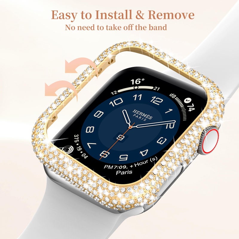 Mosonio Metal Case Cover Compatible with Apple Watch 40mm, Full Bling Metal Watch case 40mm for Women(WT:0.34oz), Shiny and Durable Protective Case Cover for iwatch Series 6 5 4 Se 40 mm (Gold,40mm) - Image 4