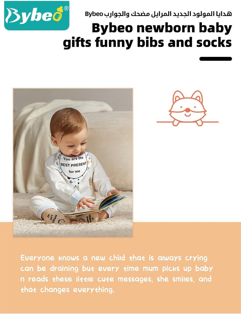 Bybeo - 7 PCS Baby Gift Set, Newborn Baby Shower Gift for Boys Girls, Baby Gift Basket with Essential Stuff, Includes Blanket, Wooden Rattle Toy, Baby Bib and Socks, Greeting Card, Newborn Baby Gift Set - Image 1