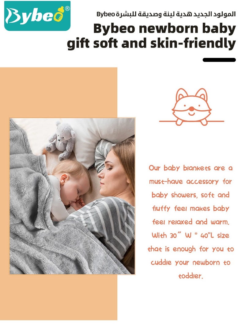Bybeo - 7 PCS Baby Gift Set, Newborn Baby Shower Gift for Boys Girls, Baby Gift Basket with Essential Stuff, Includes Blanket, Wooden Rattle Toy, Baby Bib and Socks, Greeting Card, Newborn Baby Gift Set - Image 1