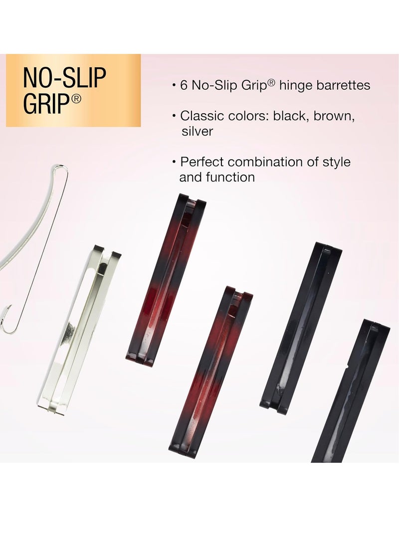 CONAIR Scunci by Conair No-Slip Grip Stay Tight Barrettes - hair barrettes for women - hair accessories for women - Assorted Neutral Metallic Colors - 6 Count - Image 3