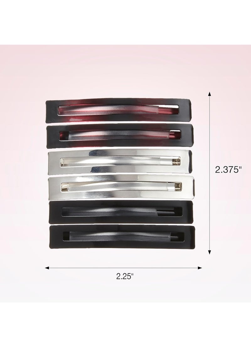 CONAIR Scunci by Conair No-Slip Grip Stay Tight Barrettes - hair barrettes for women - hair accessories for women - Assorted Neutral Metallic Colors - 6 Count - Image 2
