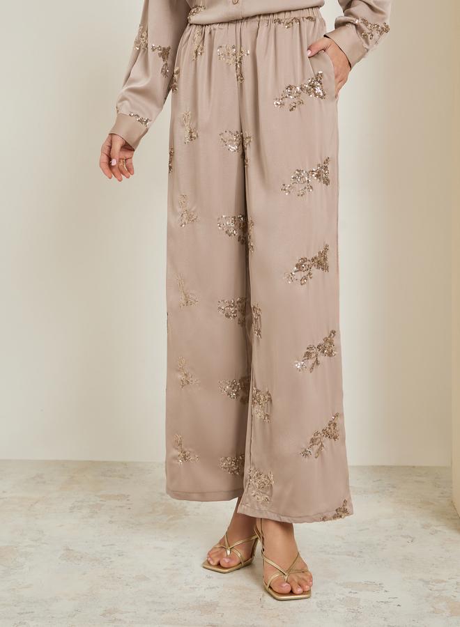 ستايلي بنطال مزين بأرجل واسعة - Image 3