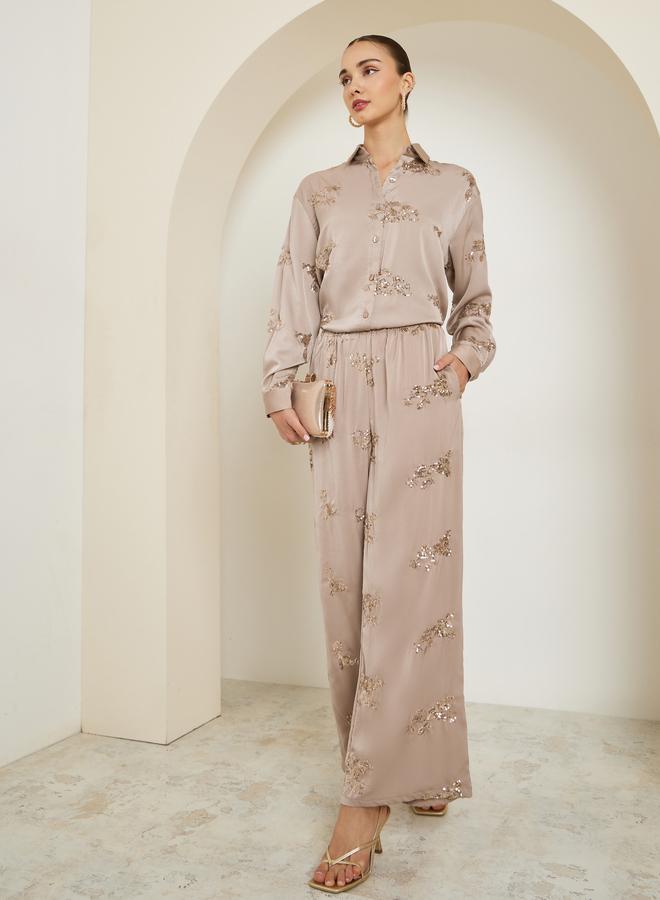 ستايلي بنطال مزين بأرجل واسعة - Image 1