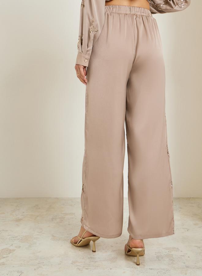 ستايلي بنطال مزين بأرجل واسعة - Image 5