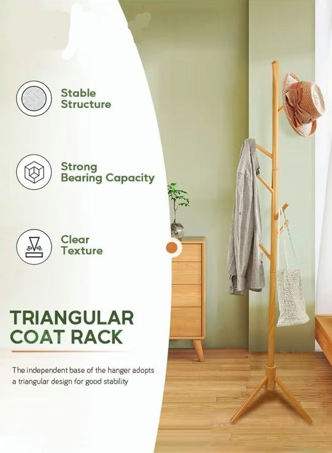 Beauenty 8 Hooks Clothes Hanger Rack Log Color Super Load-Bearing Wooden Coat Rack - Image 3