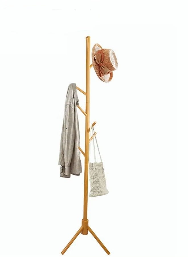 Beauenty 8 Hooks Clothes Hanger Rack Log Color Super Load-Bearing Wooden Coat Rack - Image 1