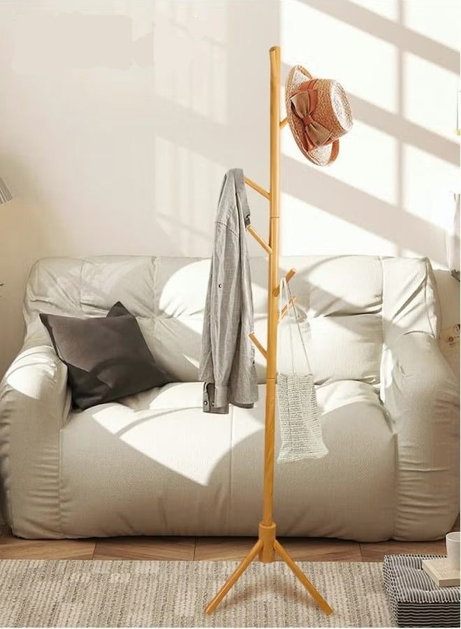 Beauenty 8 Hooks Clothes Hanger Rack Log Color Super Load-Bearing Wooden Coat Rack - Image 4