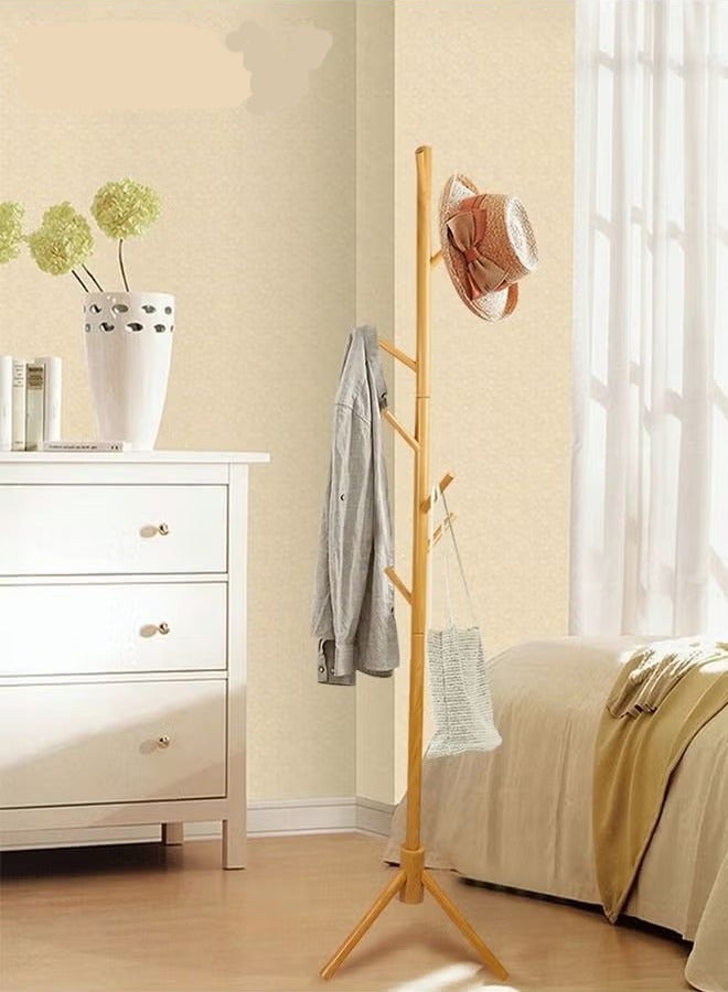 Beauenty 8 Hooks Clothes Hanger Rack Log Color Super Load-Bearing Wooden Coat Rack - Image 2