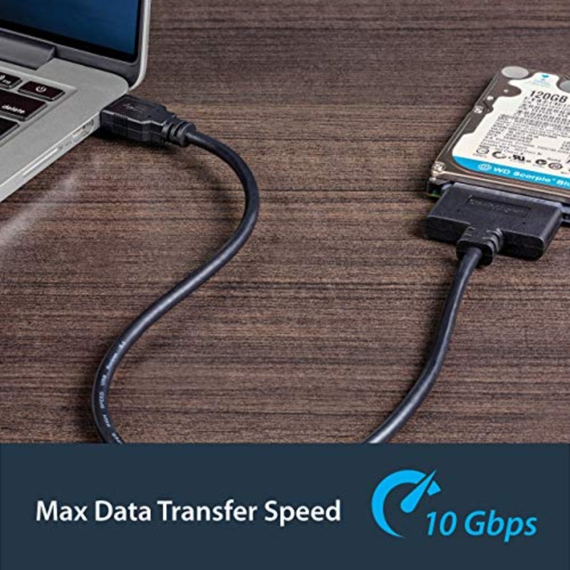 محول HDD/SSD خارجي لاستخدام الكمبيوتر المحمول، هيكل من سبائك الألومنيوم، لمسة نهائية سوداء، سرعة USB 3.1 Gen 2 بسرعة 10 جيجابت في الثانية مع دعم UASP - Image 4