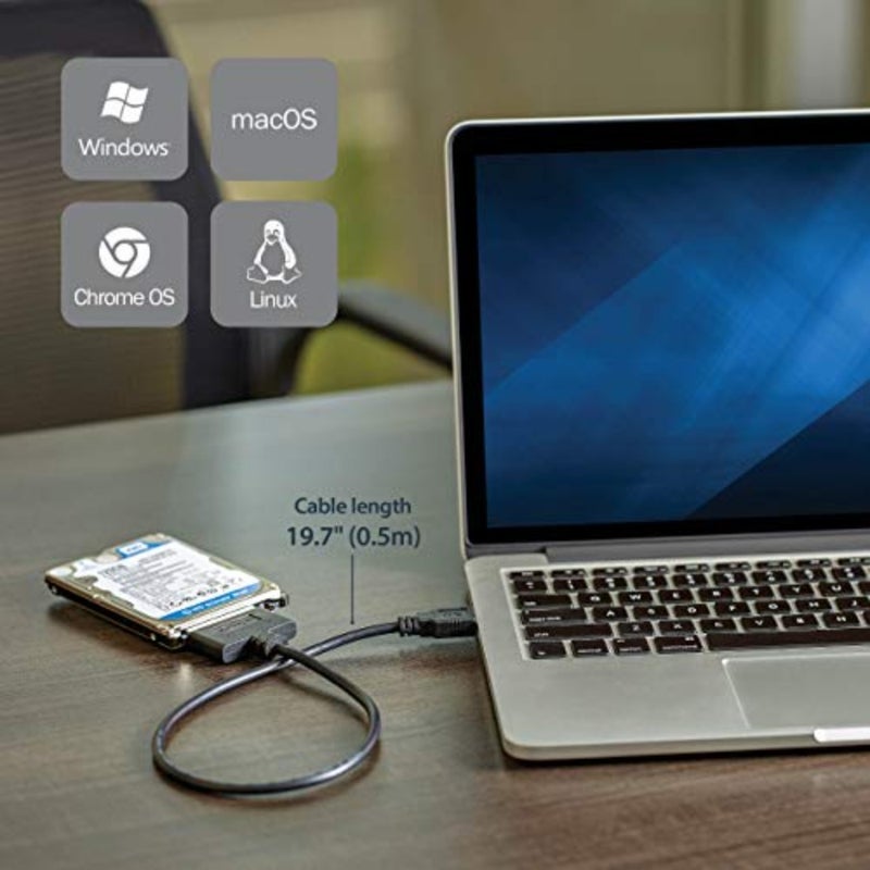 محول HDD/SSD خارجي لاستخدام الكمبيوتر المحمول، هيكل من سبائك الألومنيوم، لمسة نهائية سوداء، سرعة USB 3.1 Gen 2 بسرعة 10 جيجابت في الثانية مع دعم UASP - Image 3