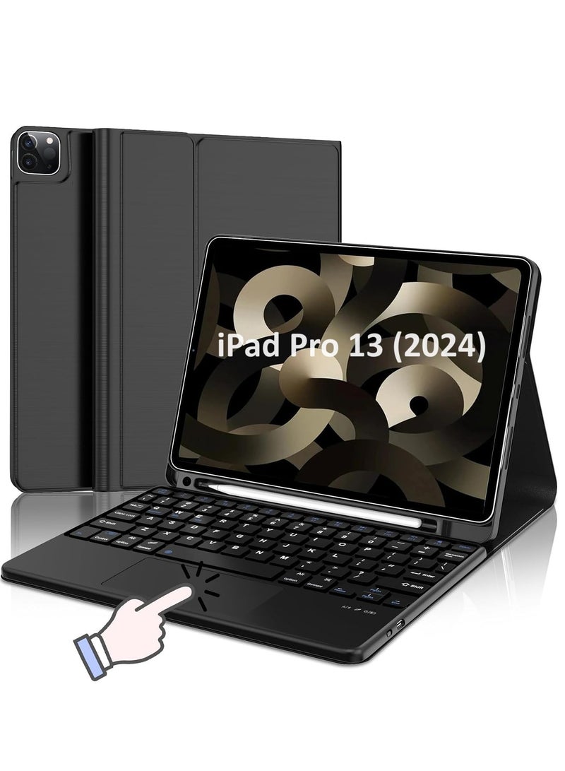 ميجوفاست حافظة لوحة مفاتيح لجهاز iPad Pro 13 بوصة (M4) لوحة مفاتيح بلوتوث بإضاءة خلفية قابلة للفصل مغناطيسيًا مع لوحة اللمس وفتحة حامل القلم A2925 A2926 A3007 لجهاز iPad Pro 13 2024 - Image 1