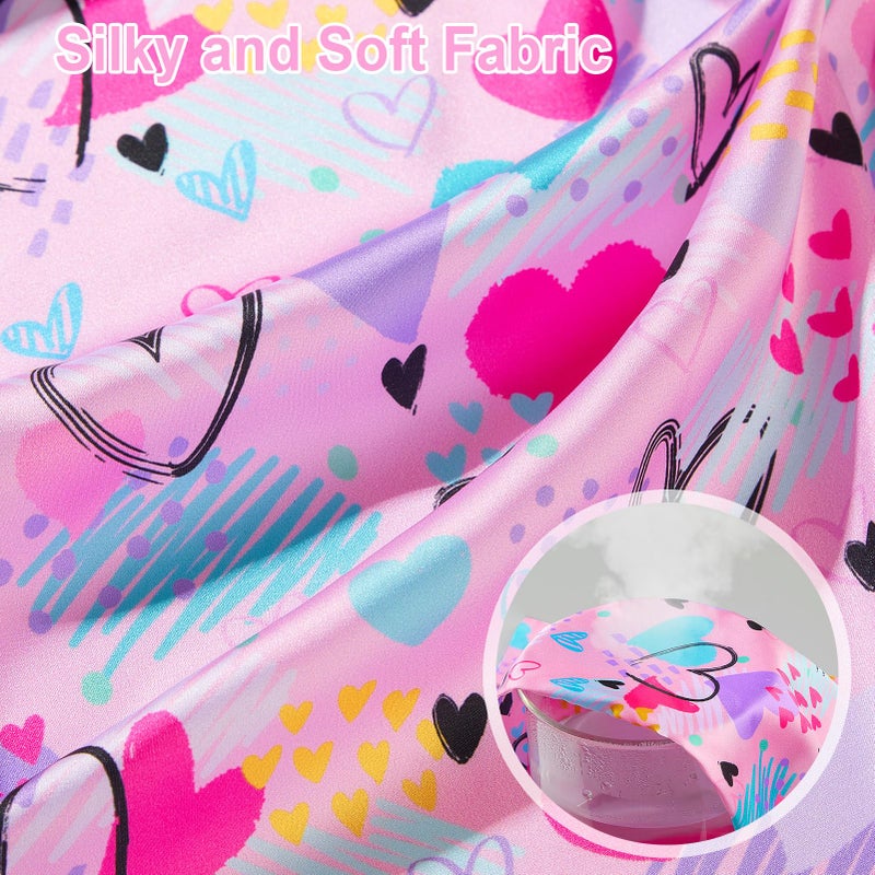MHJY Toddler Girls Pajama Set Silk Satin Girls Pajamas Short Sleeve Button-Up Top Pajamas for Kids Pink Black - Image 3