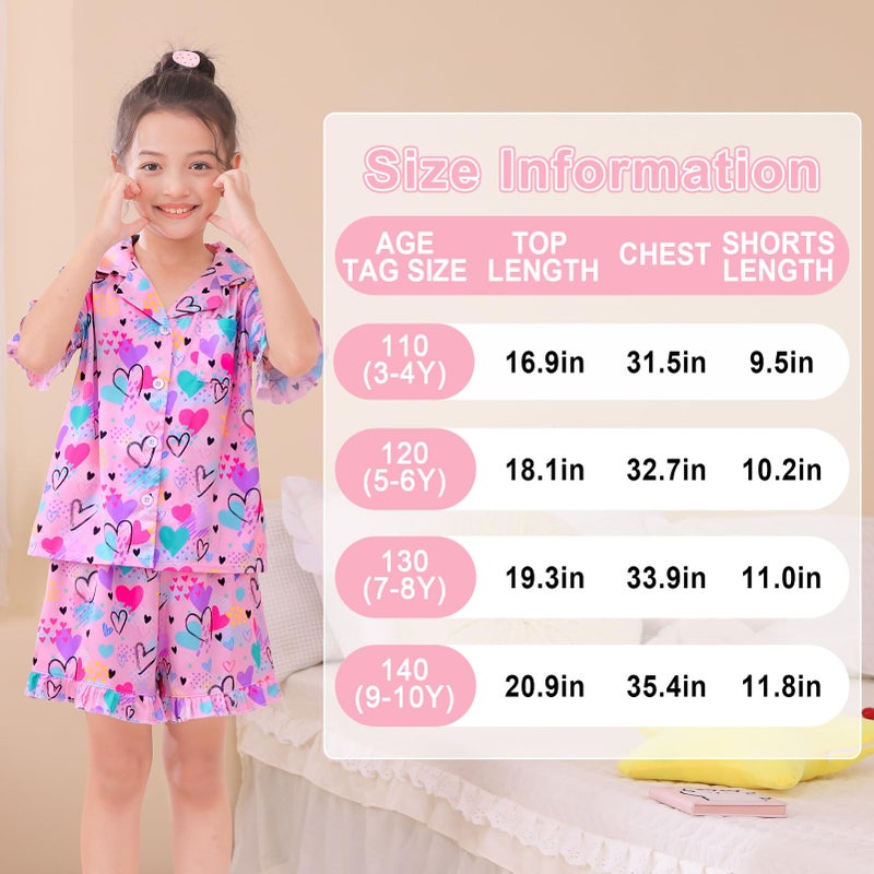 MHJY Toddler Girls Pajama Set Silk Satin Girls Pajamas Short Sleeve Button-Up Top Pajamas for Kids Pink Black - Image 5