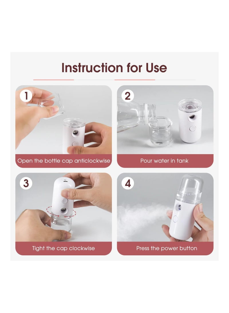 Portable Nano Mist Sprayer for Moisturizing & Hydrating Facial Makeup, Skin Care, Eyelash Extensions - White - Image 3