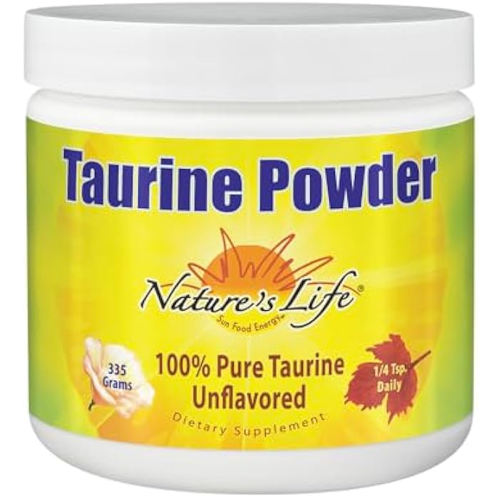 Nature's Life Pure Taurine Powder, Unflavored | Sulfur-Bearing Amino Acid for Healthy Cardiovascular & Nerve Function Support | 335g, 1000mg/serving - Image 1