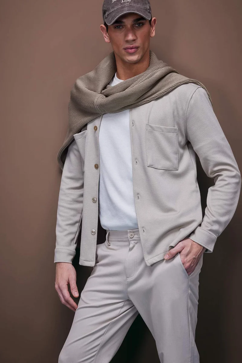 ديفاكتو Regular Fit Polo Collar Cotton Shirt
