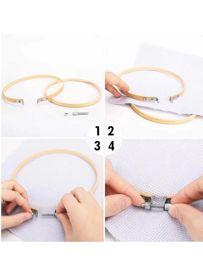50 Cross Stitch Floss Cotton Thread Embroidery Starter Kit with Bamboo Hoop Frame DIY Knitting Sewing Tools and 50 Color Threads Wire Winding Plate Needle Set for Beginners Experts  - Image 4