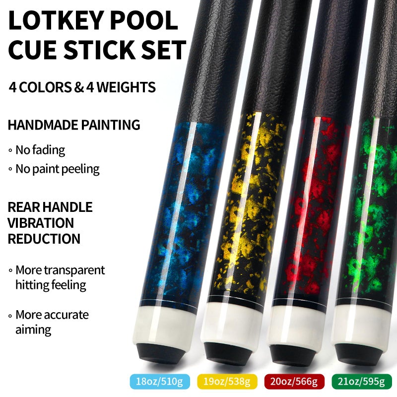 LOTKEY Pool Cue Sticks for Adults,Super Straightened Up 58'' 18 19 20 21 oz Billiard Cues Canadian Maple Tacos De Billar Profesional Set of 4/3/2/1 House Bar Pool Que Table Beginner Pool Queue - Image 2