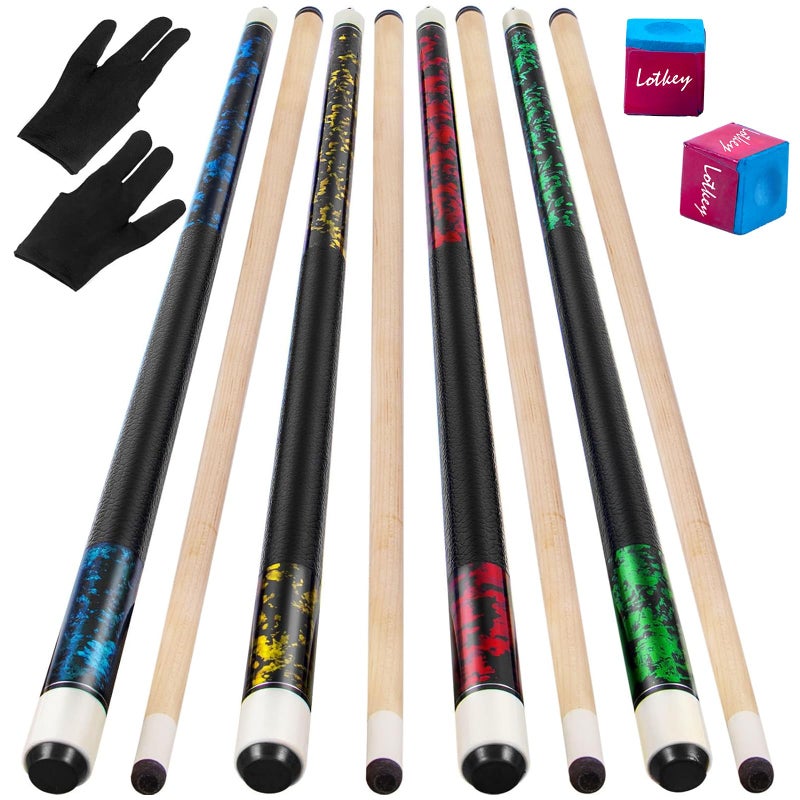 LOTKEY Pool Cue Sticks for Adults,Super Straightened Up 58'' 18 19 20 21 oz Billiard Cues Canadian Maple Tacos De Billar Profesional Set of 4/3/2/1 House Bar Pool Que Table Beginner Pool Queue - Image 1