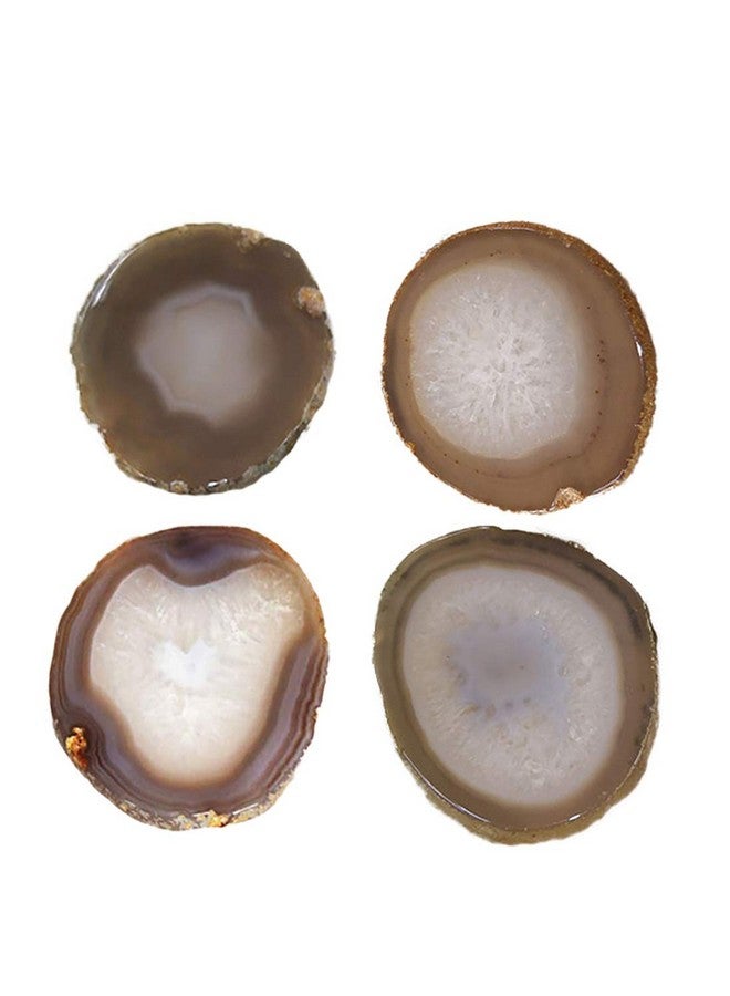 JIC Gem Natural Sliced Agate Coaster With Rubber Bumper Set Of 4 (3.5-4", Natural) - Image 2